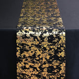 Snowkingdom 2 Pcs Black and Gold Table Runner, 11 x 108 Inch Gold