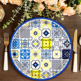 50PCS Capri Lemon Party Supplies 7"Capri Lemon Paper Plates Blue Tiles