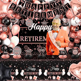 Retirement Party Decorations for Women 109Pcs Rose Gold Black Happy