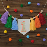 Handmade Rainbow 1st Birthday HighChair Banner Colorful