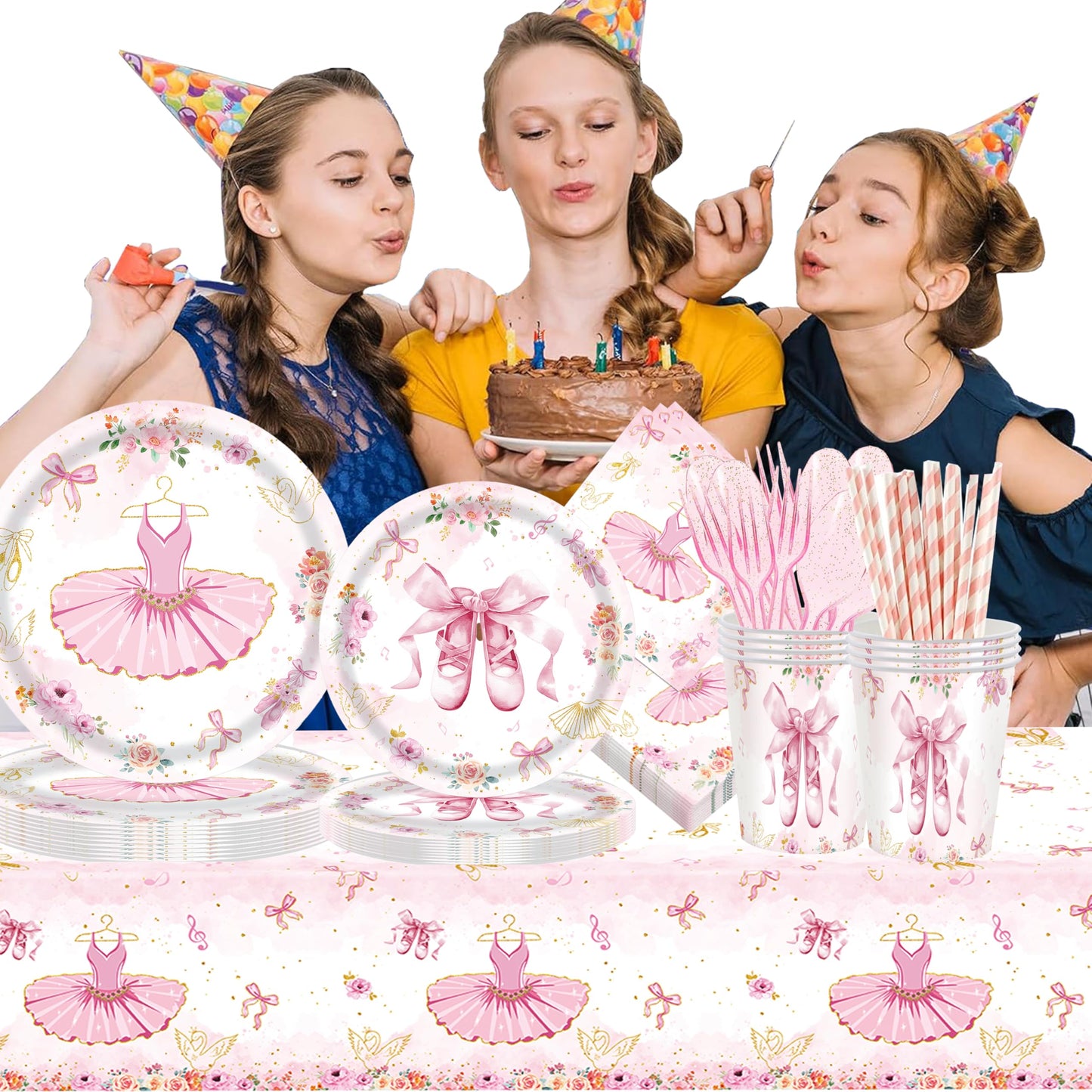 GalaHub 193Pcs Ballerina Birthday Party Decorations for 24 - Ballet