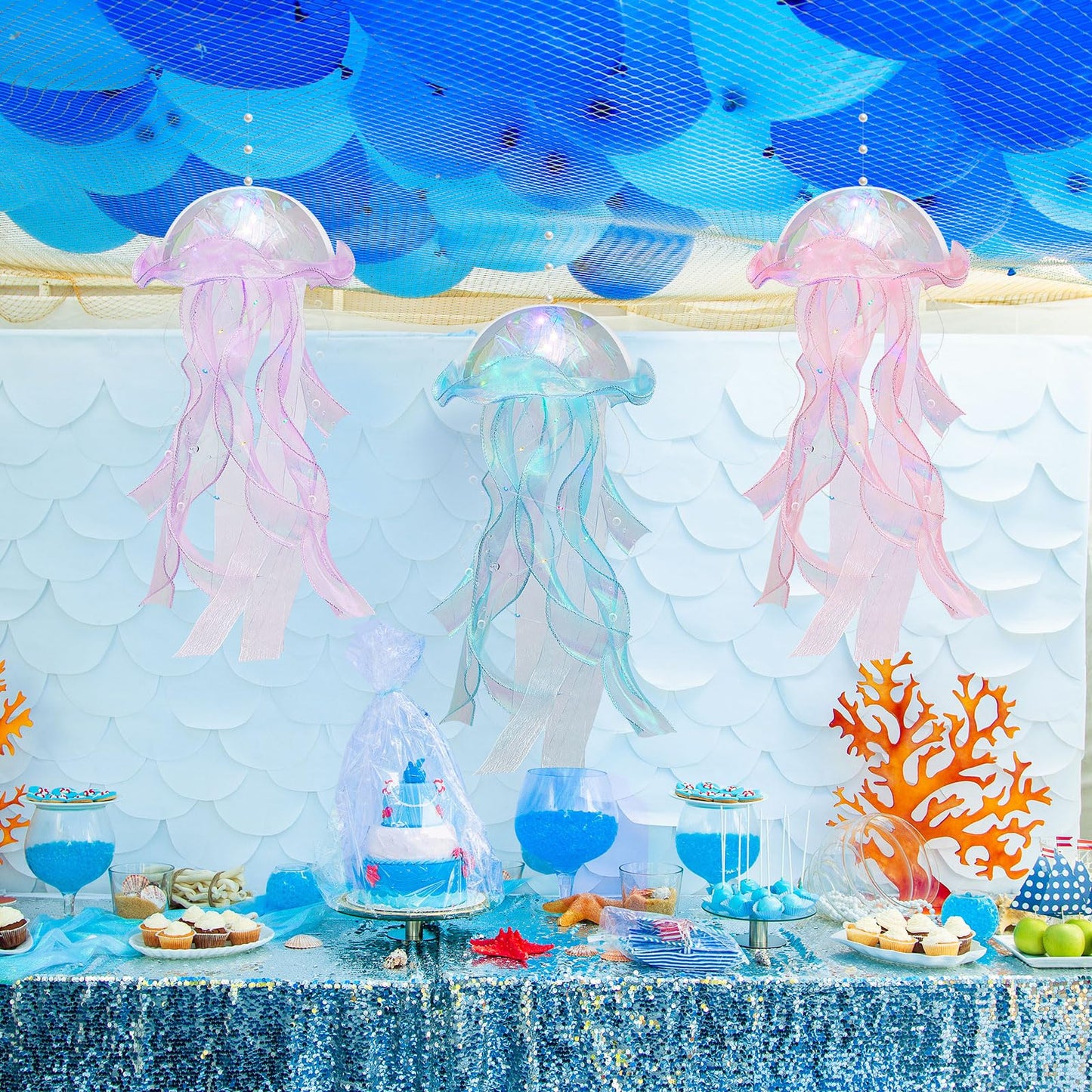 Rossesay 3 Pcs Jellyfish Lamp Colorful Jelly Fish Light Hanging