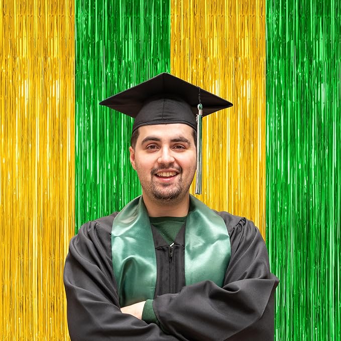 2 Pack Graduation Backdrop, Large Grad Decor 2026, Green Gold