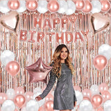 Rose Gold Birthday Party Decorations Kit 50 Piece Set Happy Birthday