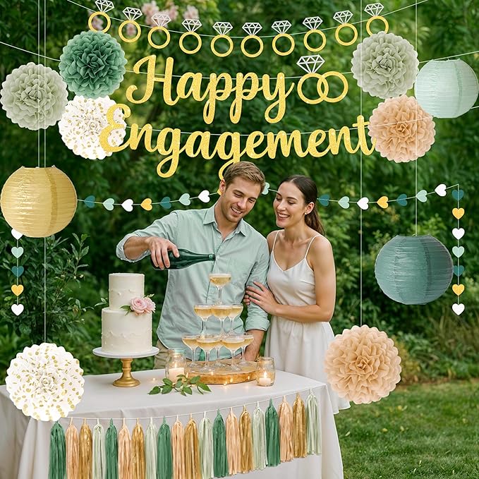 Engagement Party Decorations Sage Green Engaged Decorations with