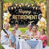 Black Gold Retirement Party Decorations Happy Retirement Banner