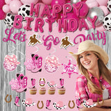 Disco Cowgirl Birthday Party Decorations - 105PCS Pink Decorations
