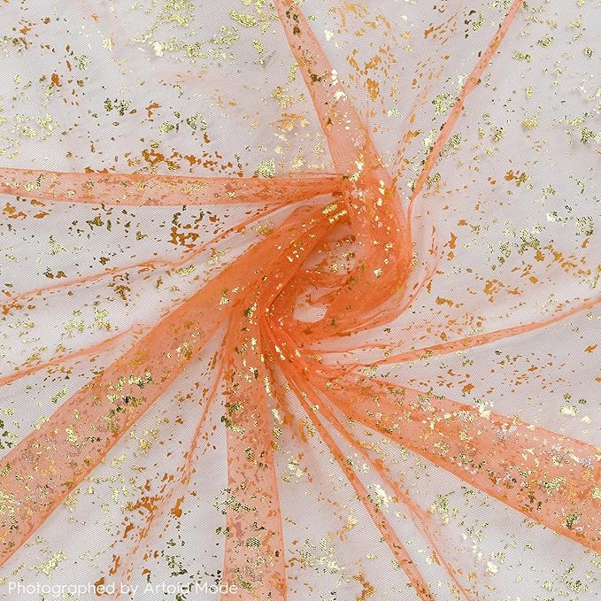 Artoid Mode 3PCS Orange Gold Gauze Table Runner 120 Inch 10FT,