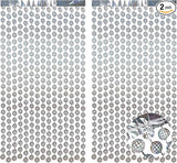 BRAVESHINE Disco Hanging Balls Fringe Backdrop - 2 Pack Silver Tinsel