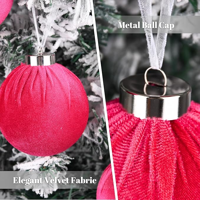 Velvet Ornaments for Christmas Tree Decorations - Hot Pink Xmas Ball