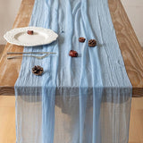 Keketoarrange 6pcs Light Blue Gauze Rustic Cheesecloth Table Runner
