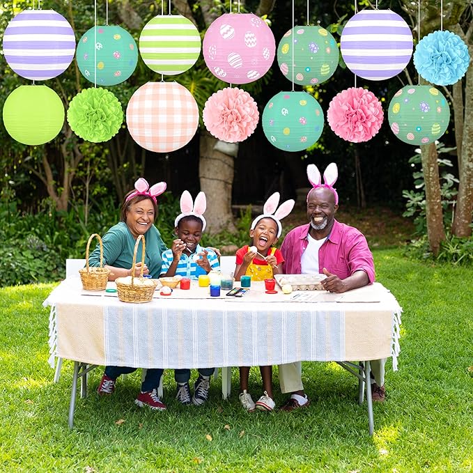 14pcs Easter Party Hanging Decorations Vintage Paper Lanterns and