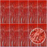 Red Tinsel Foil Fringe Curtains Wavy Backdrop for Parties Sparkle