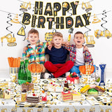 201pcs Construction 2nd Birthday Party Decorations 2nd Plates
