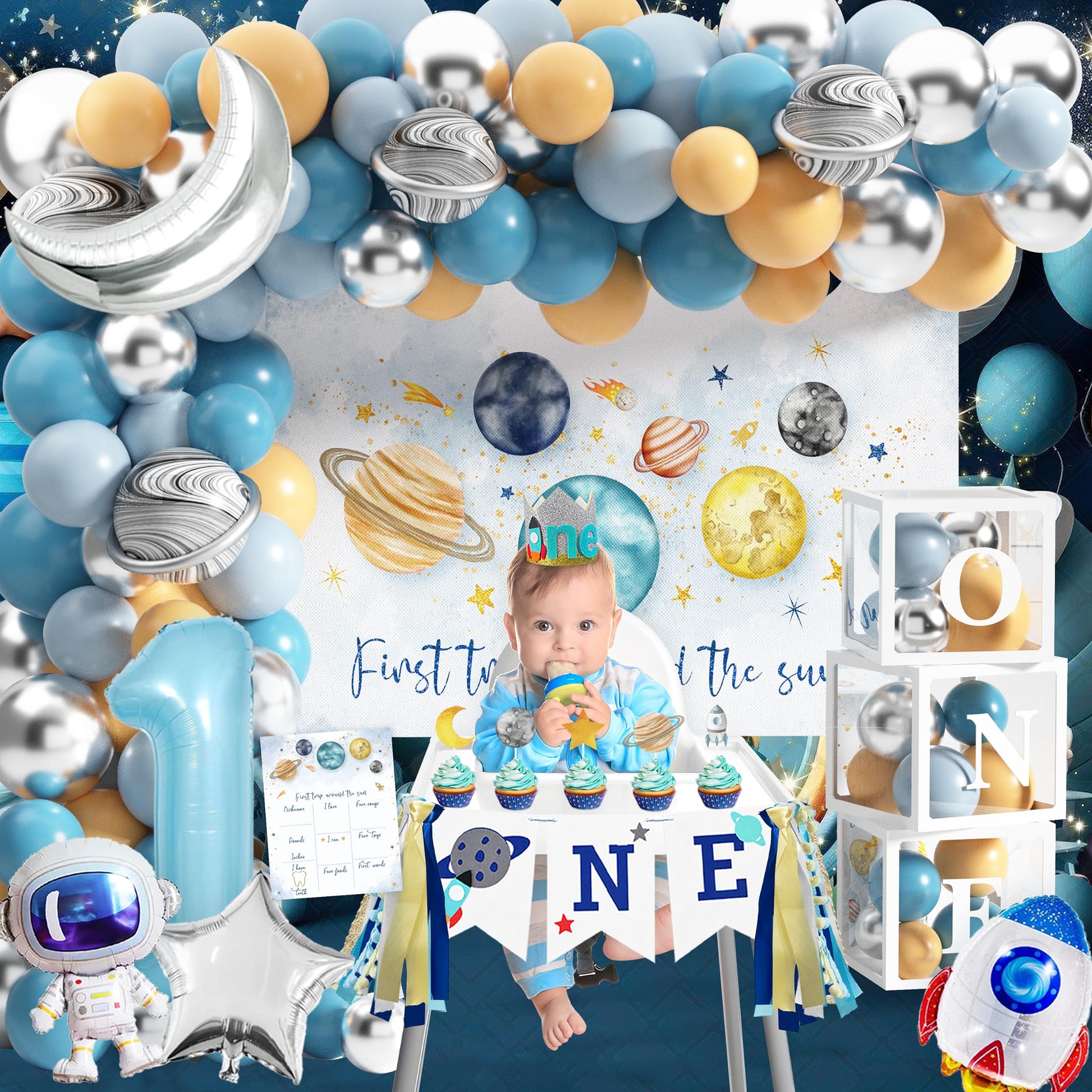 First Trip Around The Sun Birthday Party Decorations for boy 1st