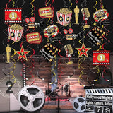 48CT Movie Night Hanging Swirls Decorations Red Gold and Black