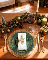 Nervure 175PCS Green Plastic Plates - Disposable Green Gold Party