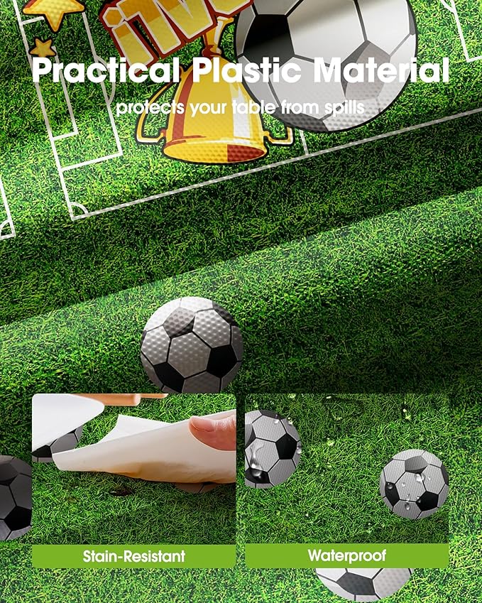 Pureegg Soccer Party Decorations 2026 Plastic Tablecloth Disposable