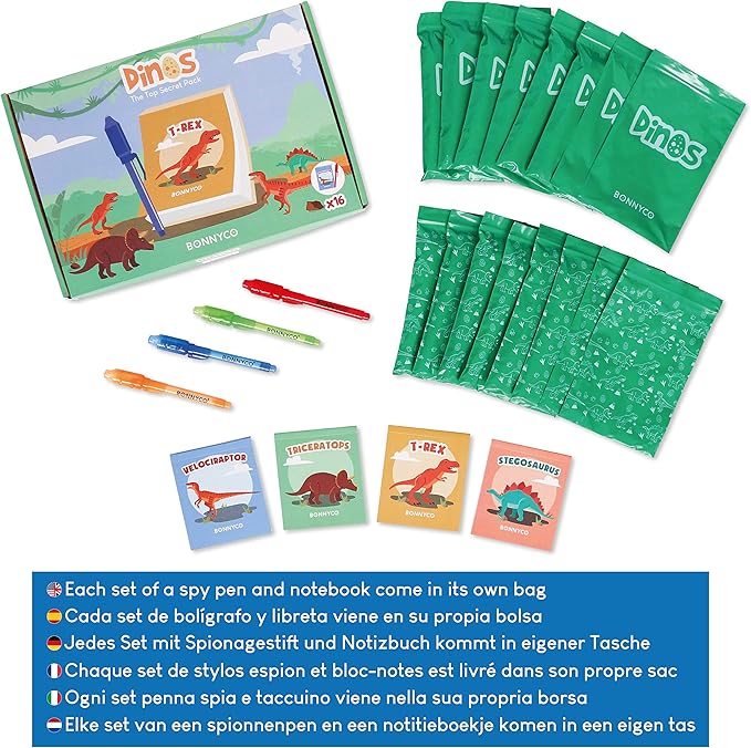 Invisible Ink Pen and Notebook Pack 16 Dinosaur Party Favors for