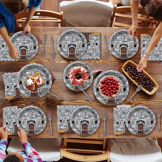 96PCS Medieval Plates Napkin Halloween Castle Party Decorations