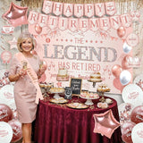 Retirement Party Decorations Women Rose Gold Happy Retirement Banner