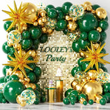 137Pcs Green and Gold Balloons Garland Arch Kit with Stars - 5 10 12