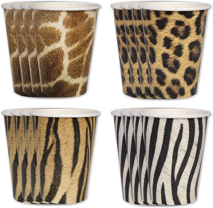 Jungle Safari Party Cups 16 Cups ! Large 12 oz Paper Cups Authentic