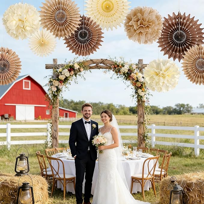 SUNBEAUTY Brown Party Decorations Boho Wedding Party Decor Brown