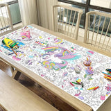 Unicorn Coloring Tablecloth for Kids Magical 30x72 Inch Poster with