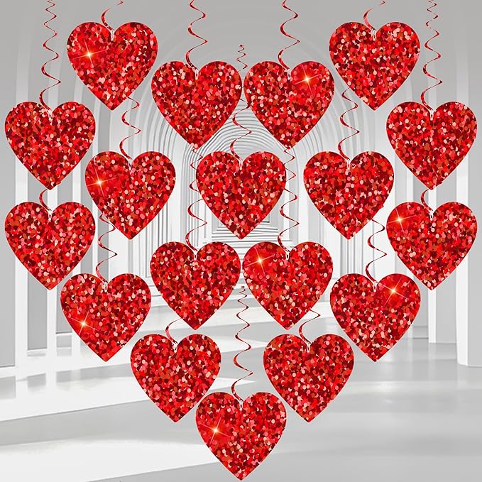 36 Pcs Valentine's Day Hanging Decorations Heart Hanging Swirl