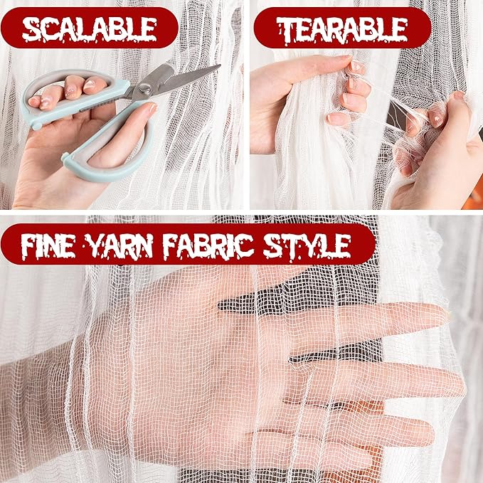 600 x 85 Creepy Cloth Large White Halloween Spooky Fabric Cloth