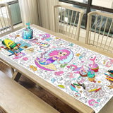 Mermaid Coloring Tablecloth for Kids 30x72 Inch Poster with Mermaids