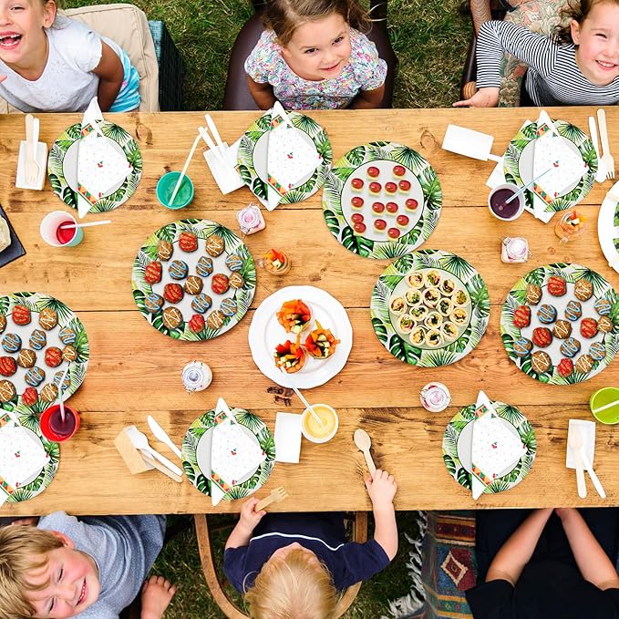 120 Pcs Summer Party Paper Plates Disposable