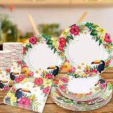 96PCS Tropical Plates and Napkins Hawaiian Cups Luau Party Tableware