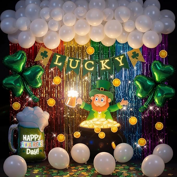 137 Pcs St Patrick's Day Balloons Party Decorations Shamrock Foil