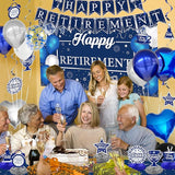 Retirement Party Decorations for Men Women 109Pcs Blue Silver Happy