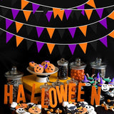 32Ft Orange Black Purple Halloween Pennant Banner Fabric Triangle