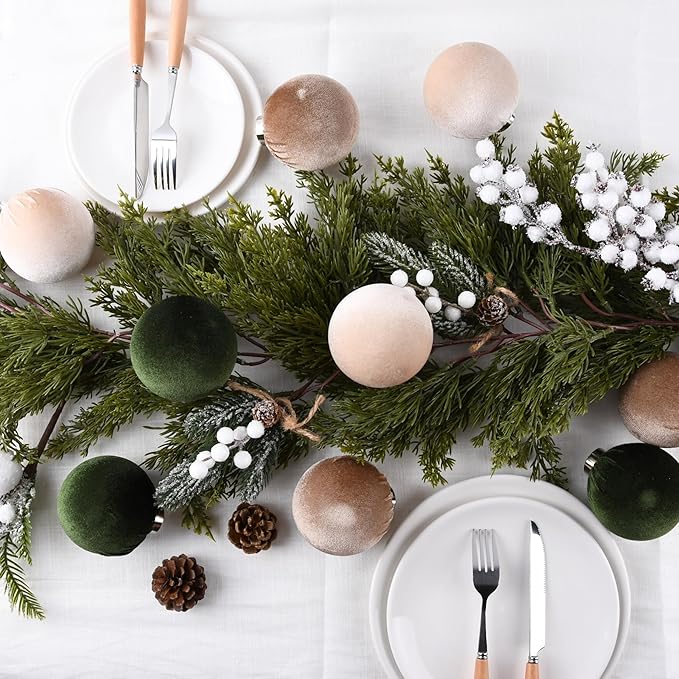Christmas Tree Ornaments Velvet Balls - Pack of 15pcs Shatterproof