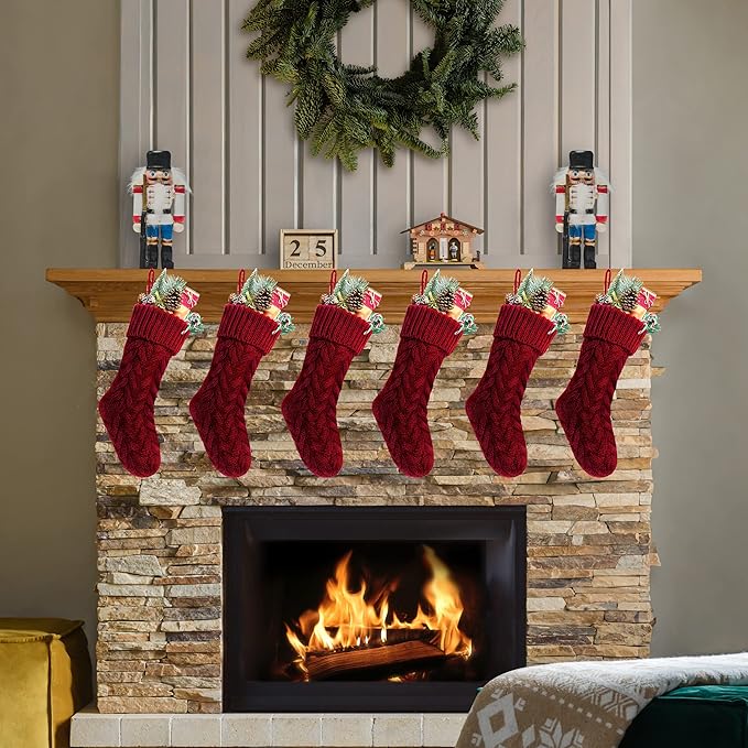 Christmas Stockings Bulk, 20 Inch Burgundy Knit Stockings Christmas