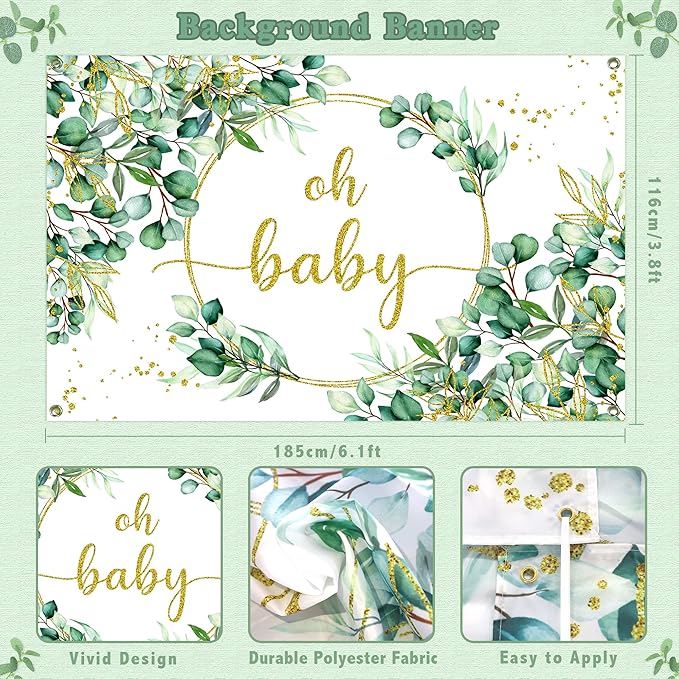 263 Pc Sage Green Baby Shower Decorations Boy Or Girl Gender Neutral