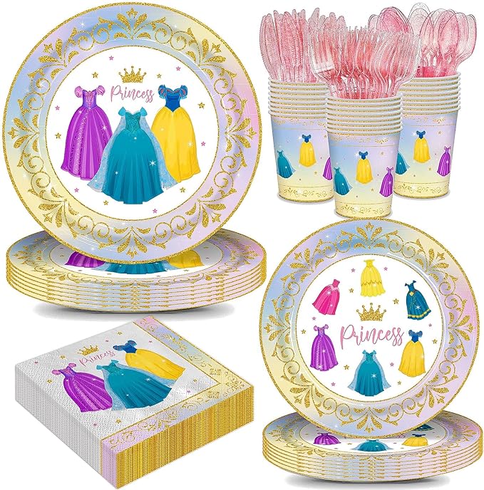 168pcs Princess Birthday Party Decorations Princess Plates Napkins