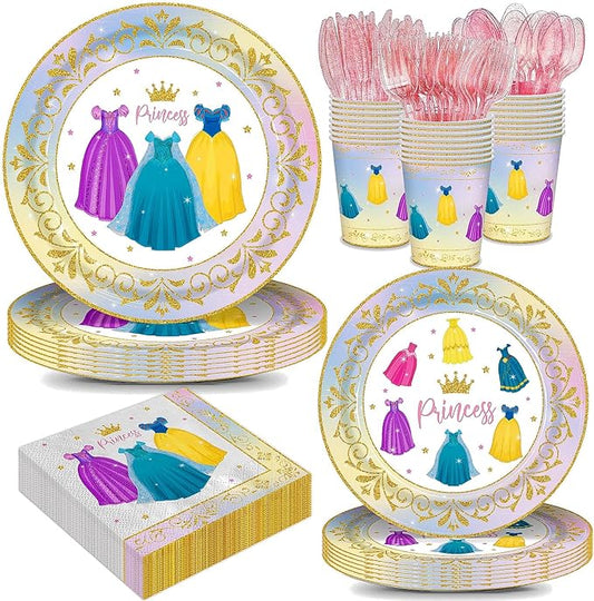 168pcs Princess Birthday Party Decorations Princess Plates Napkins