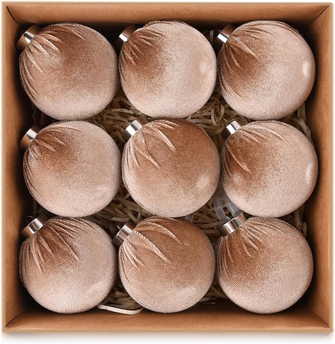Velvet Ornaments for Christmas Tree Decorations - Brown Xmas Ball