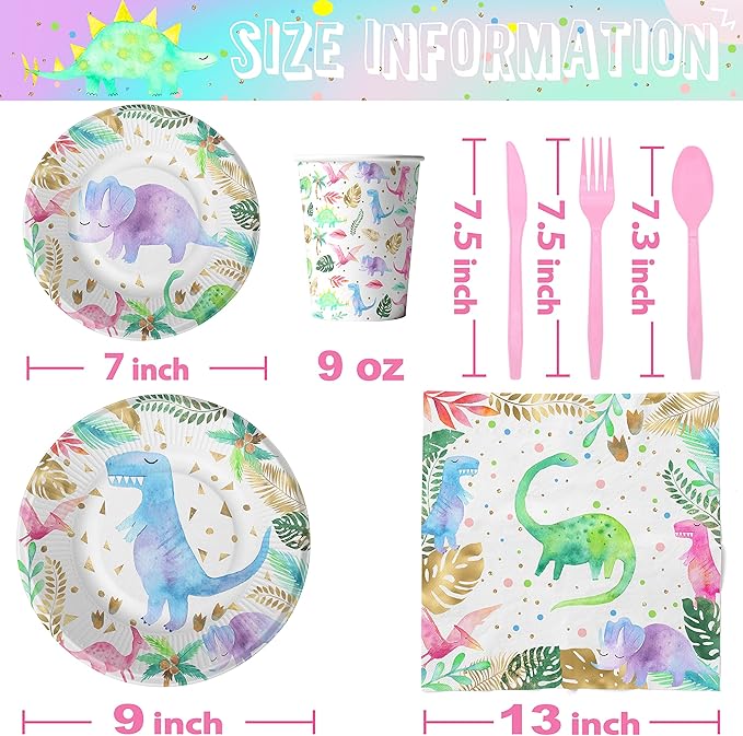 Pastel Dinosaur Party Supplies for 20 Guests Girl Dinosaur Birthday