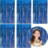 5 Pack Foil Curtain Backdrop Blue Metallic Tinsel Foil Fringe