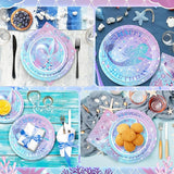 72PCS Mermaid Birthday Plates and Napkins Set of 24 Disposable Paper