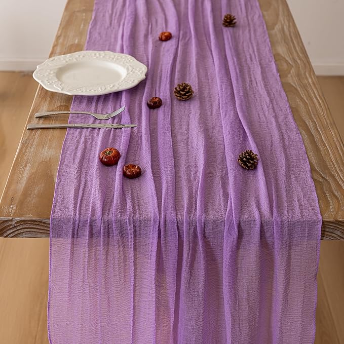 Keketoarrange 3pcs Spring Table Runner Lavender Gauze Rustic Boho