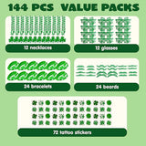144 PCS St Patrick's Day Party Favor Accessories with 12 Green
