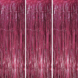 Voircoloria 3 Pack 3.3 x 8.2 ft Burgundy Foil Fringe Backdrop