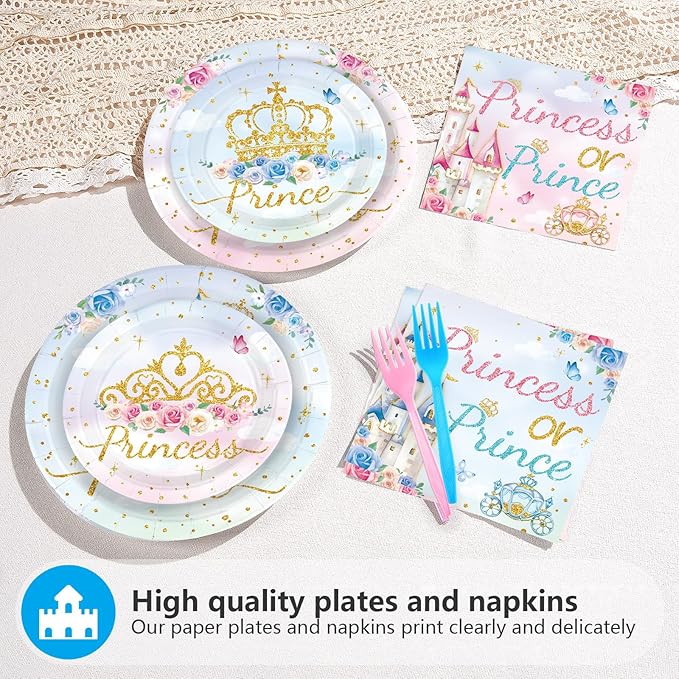 96 Pcs Princess or Prince Gender Reveal Decorations Princess Prince